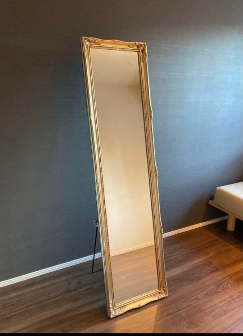 【すみれ！】アンティーク★姿見 大型スタンドミラー ゴールドフレーム