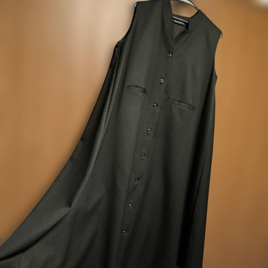 mizuiro ind 黒ロングジレ　ワンピース ベスト
