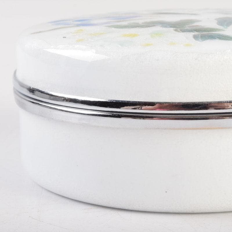 七宝焼　安藤七宝店　花草文　盒子　蓋物　箱付　V　8637