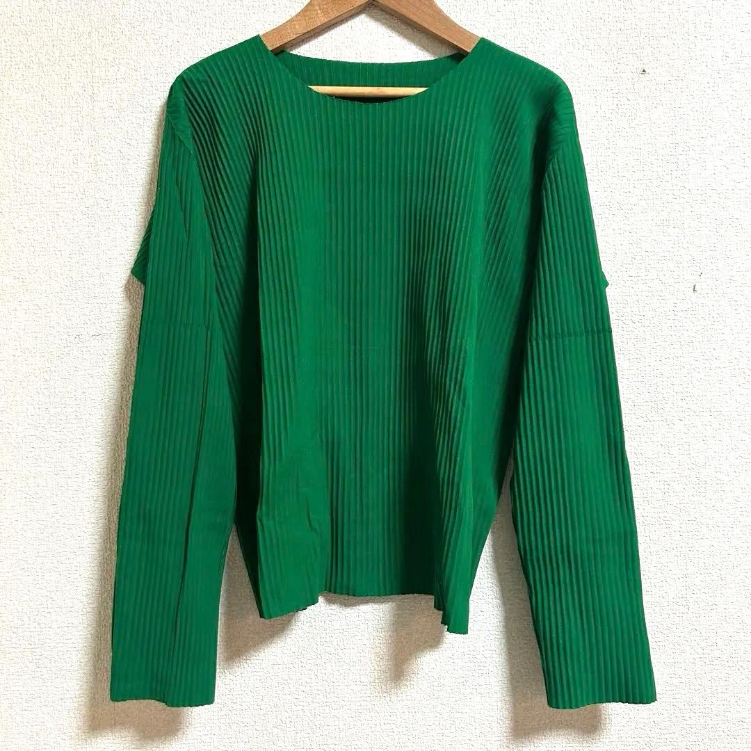 イッセイミヤケ グリーン 長袖 トップス ISSEY MIYAKE