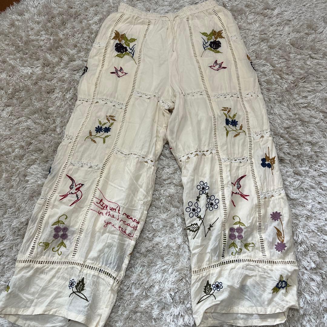 パンツ todayful Embroidery Patchwork trousers