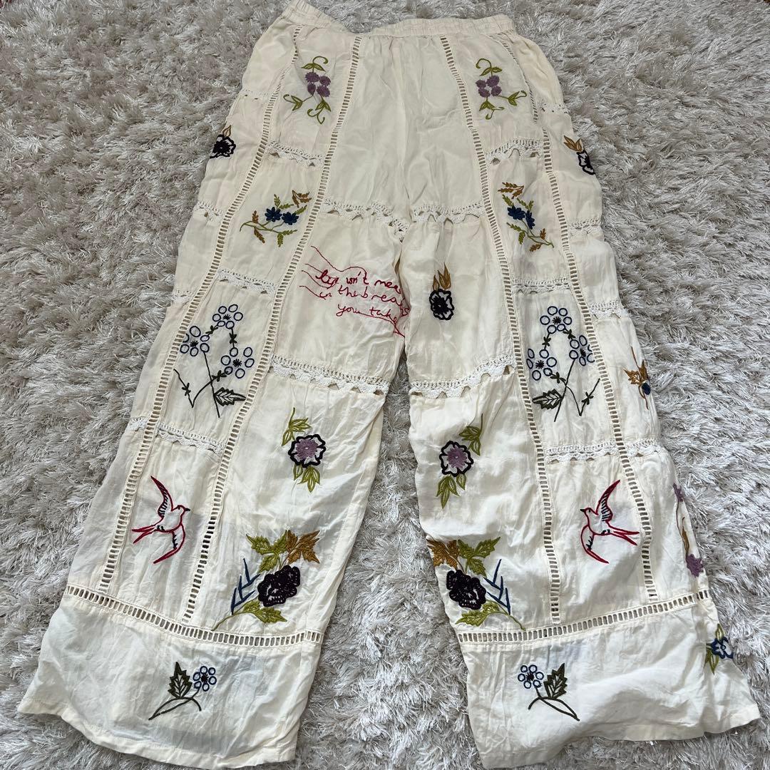 パンツ todayful Embroidery Patchwork trousers