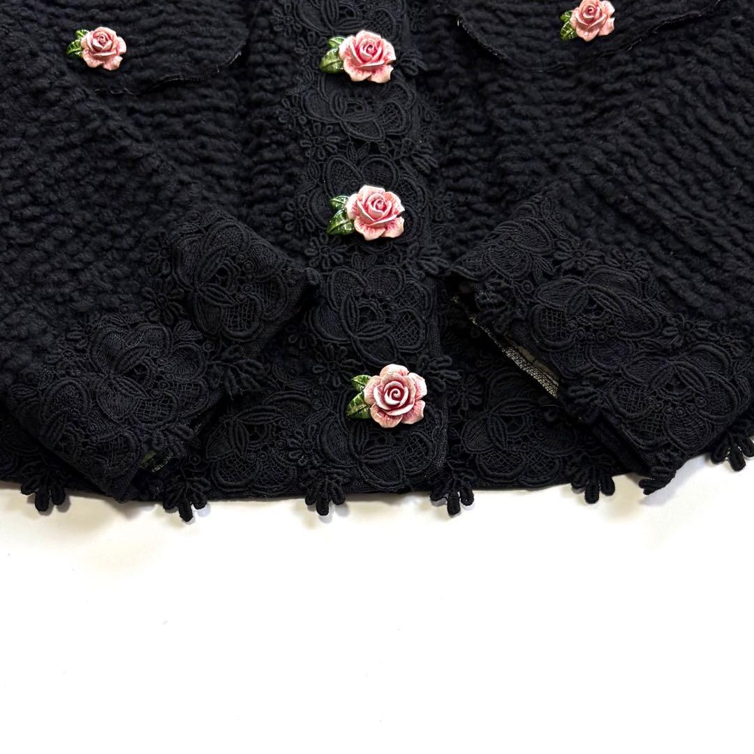 希少 DOLCE & GABBANA ローズボタン ツイードジャケット 薔薇