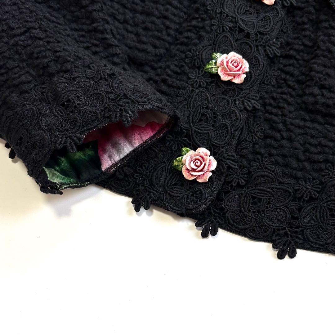 希少 DOLCE & GABBANA ローズボタン ツイードジャケット 薔薇