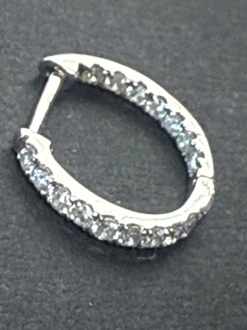 Pt950 中折ダイヤモンドフープピアス0.22ct[片耳]Gstv
