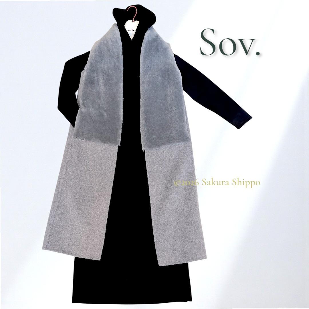 SALE❤️超美品 Sov. ソブ リアルムートンファー＆ロングジレ　sz36
