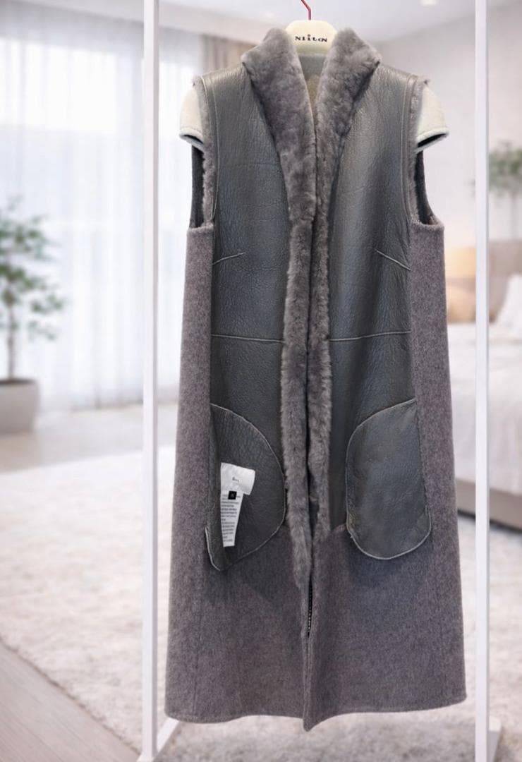 SALE❤️超美品 Sov. ソブ リアルムートンファー＆ロングジレ　sz36