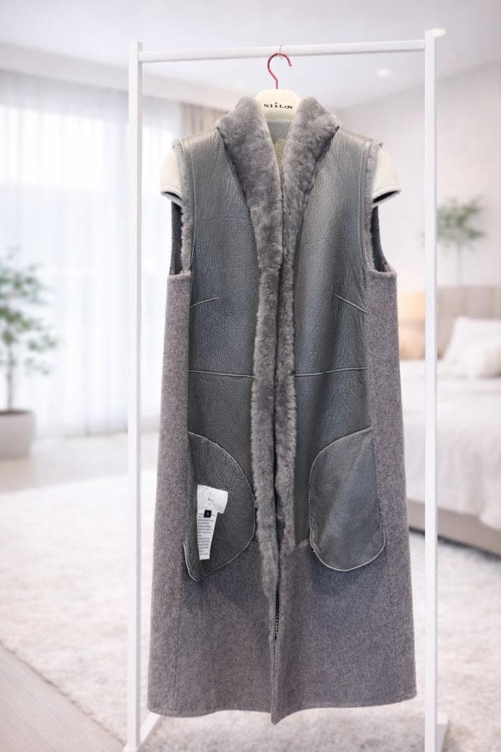 SALE❤️超美品 Sov. ソブ リアルムートンファー＆ロングジレ　sz36