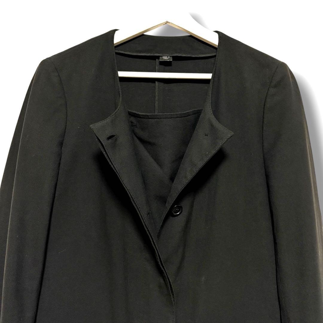 90s/ヘルムートラング本人期/ノーカラー/フラップコート/黒/44