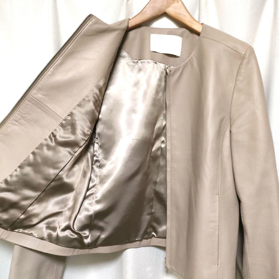 【美品】Ballsey スムースレザー ノーカラージップアップジャケット 36
