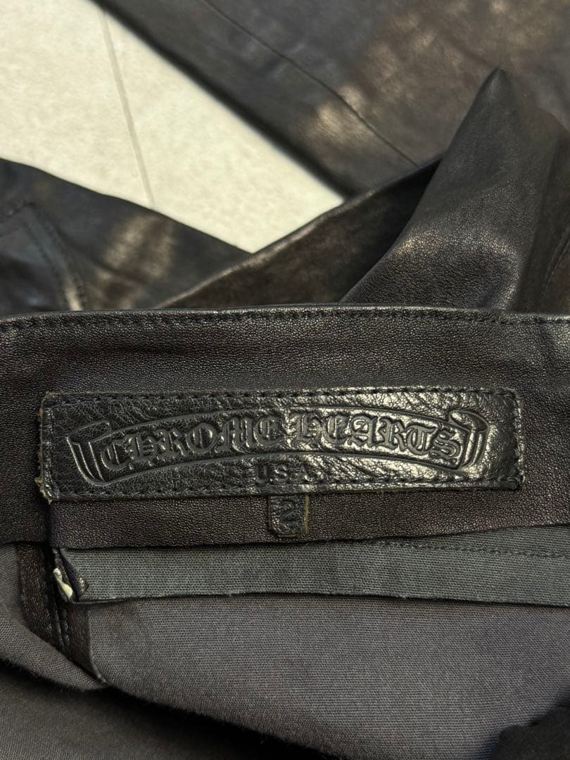 Chrome hearts クロムハーツ レザー フレアニー パンツ