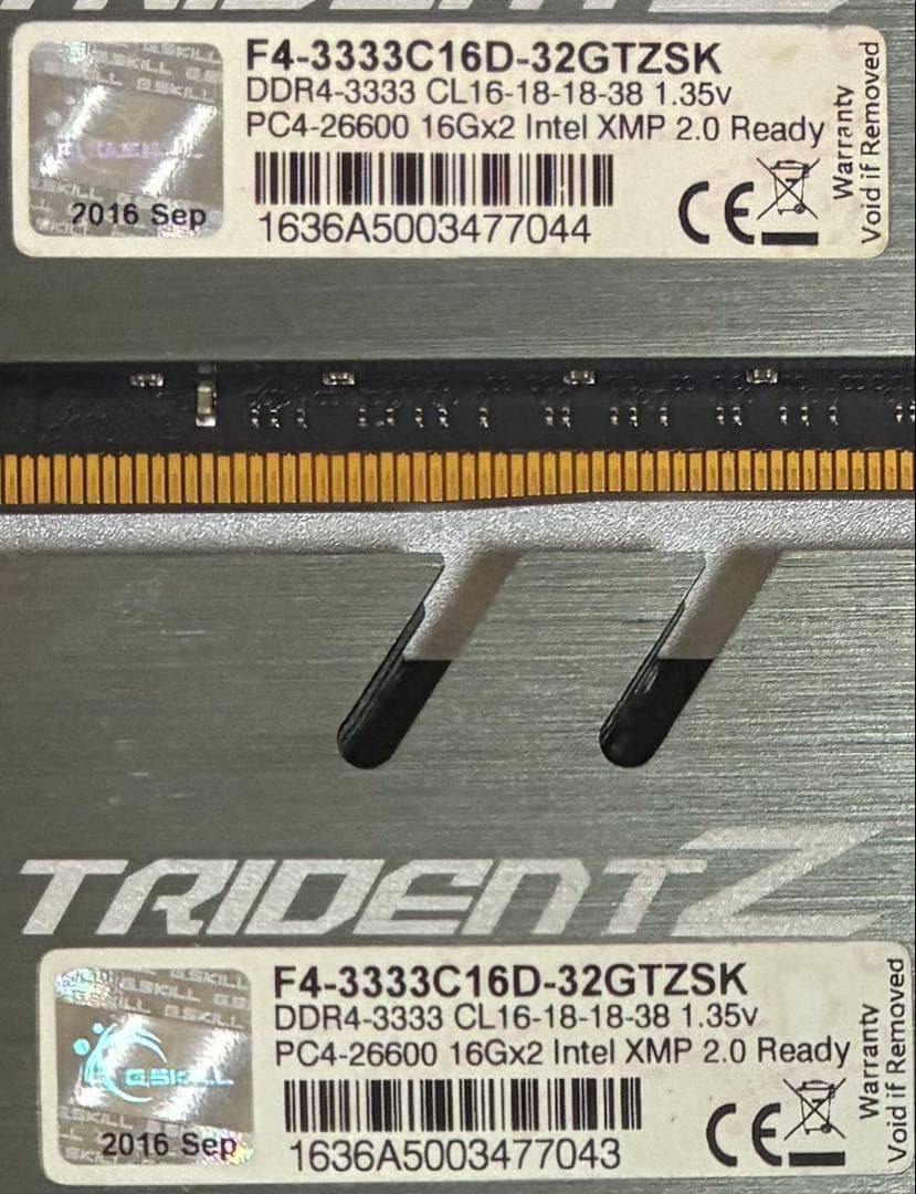 【中古】DDR4-3333 32GB(16GB×2枚) G.SKILL