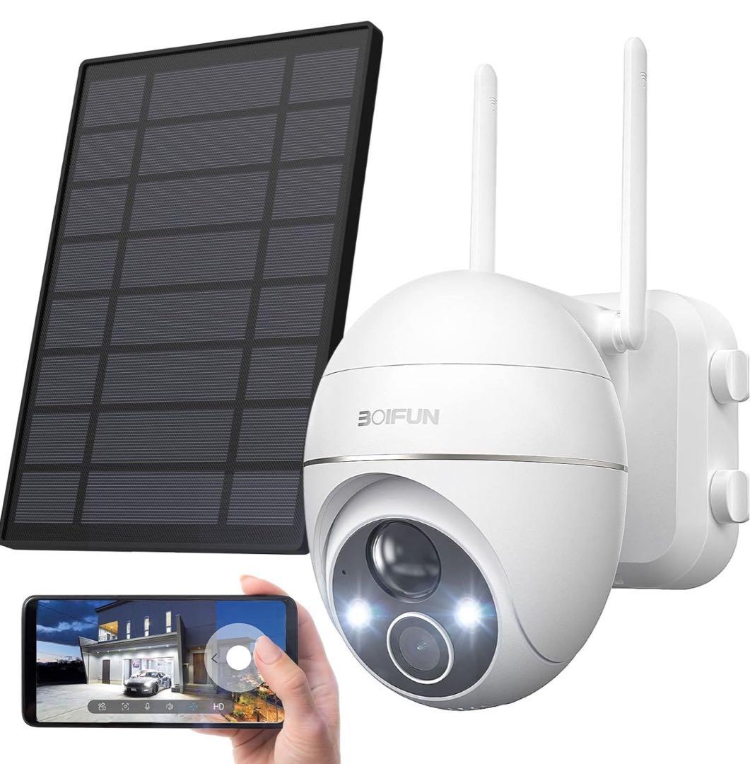 BOIFUN 防犯カメラ ワイヤレス 屋外 ソーラー 2K 300万画素