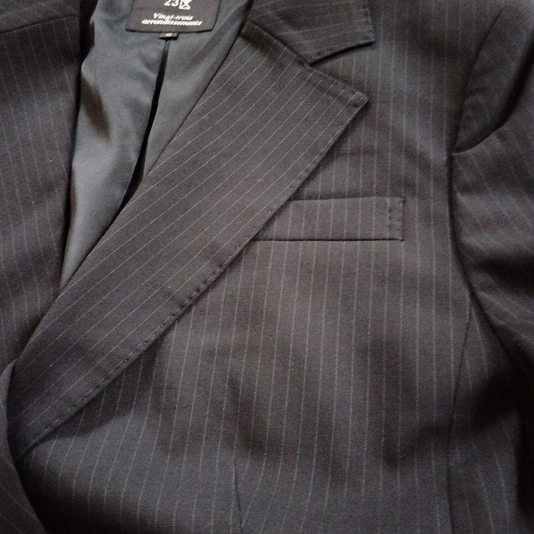 23区COLOMBO生地ウールストライプジャケット46スカート48セットアップ