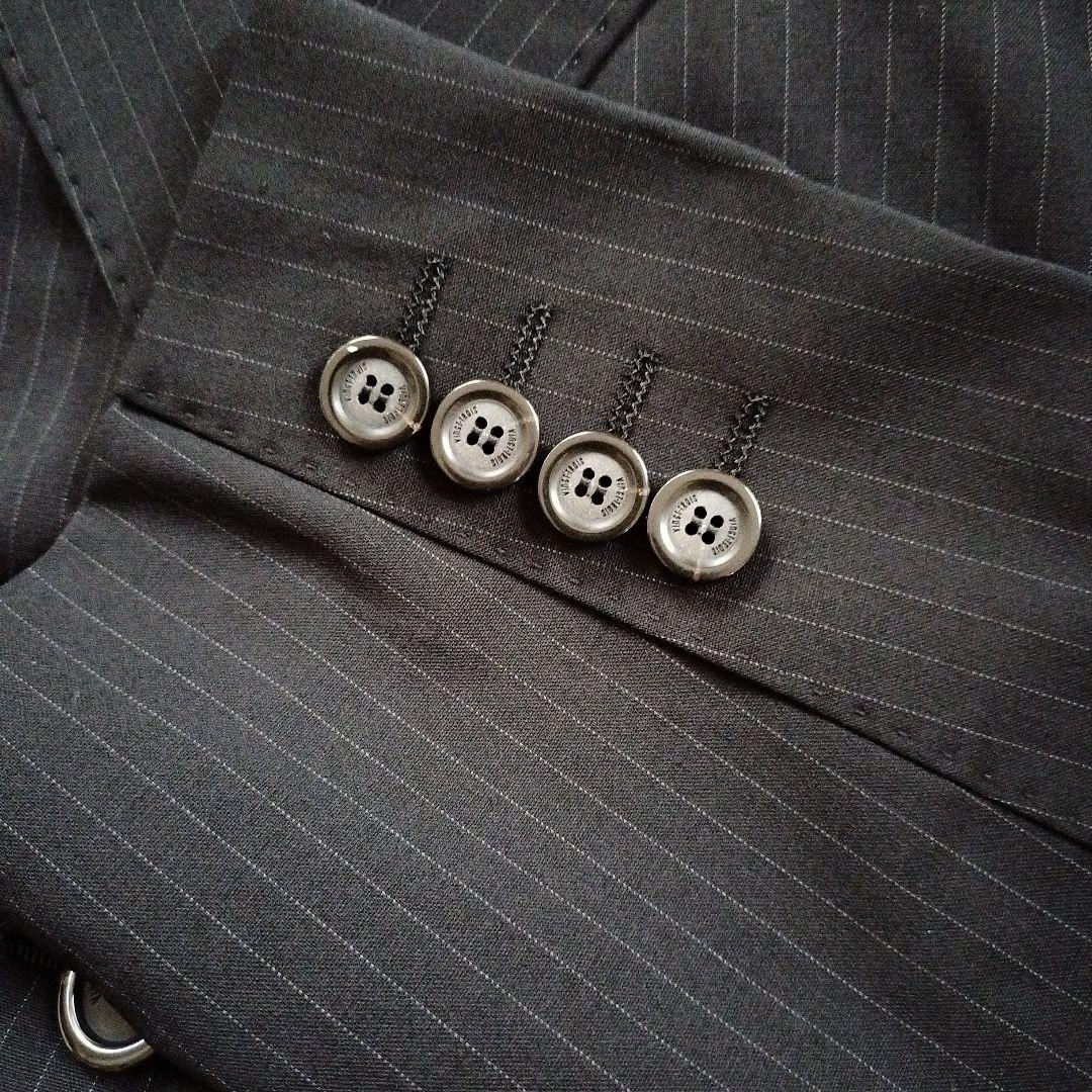 23区COLOMBO生地ウールストライプジャケット46スカート48セットアップ