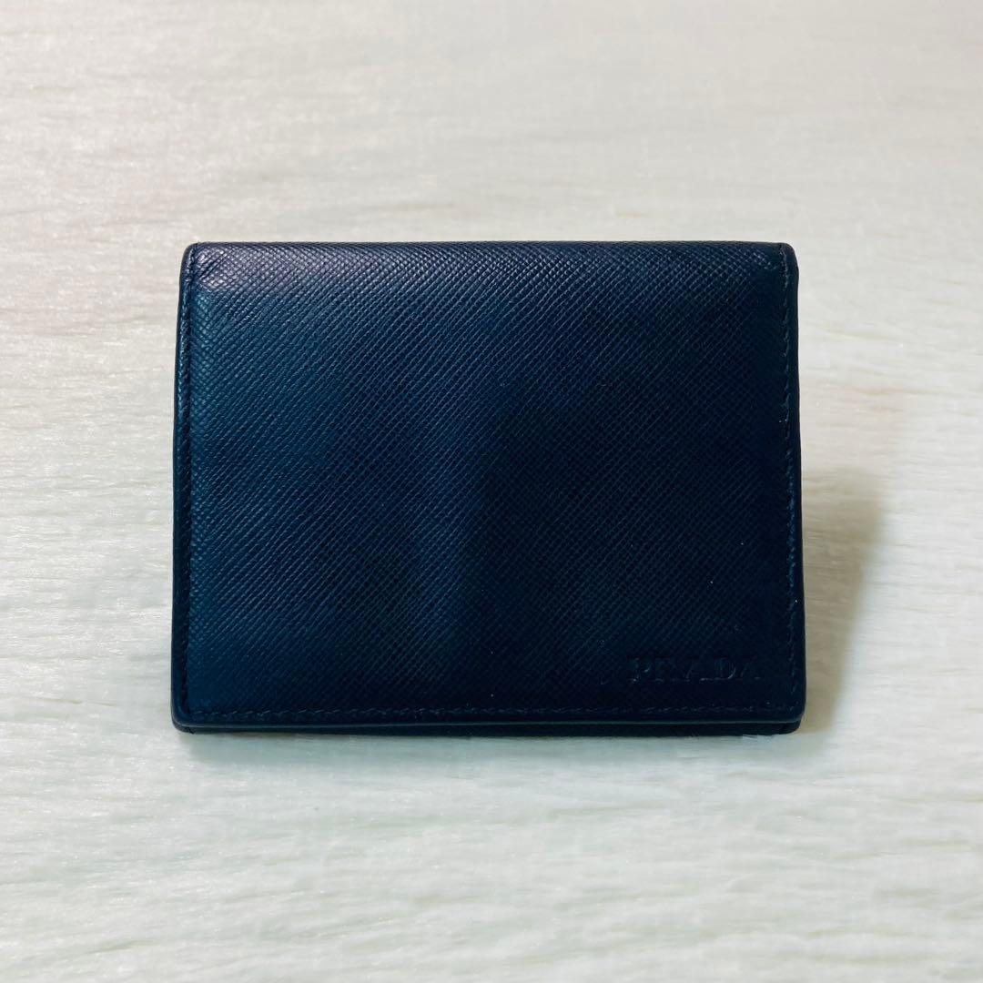 お買い得品　PRADA プラダ　小物入れ　ケース　紺　財布　ミニ　二つ折り