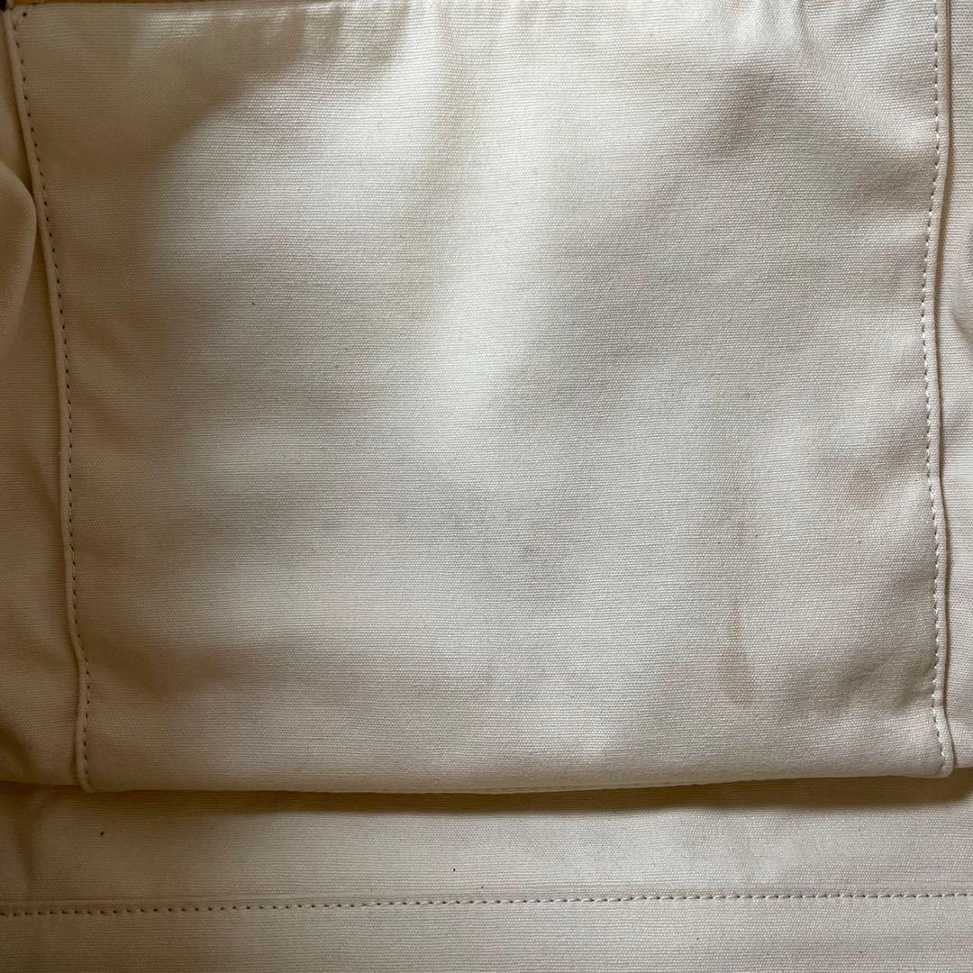 【美品】トリーバーチ エラ トートバッグ レザー×キャンバス ベージュ A4可