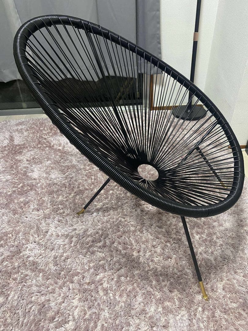 RuRu アカプルコチェア風　ラウンジチェア黒 美品