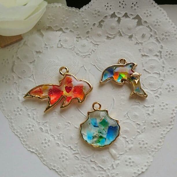 キラキラ琉球ガラス入りワンイヤホンジャック(シェル)