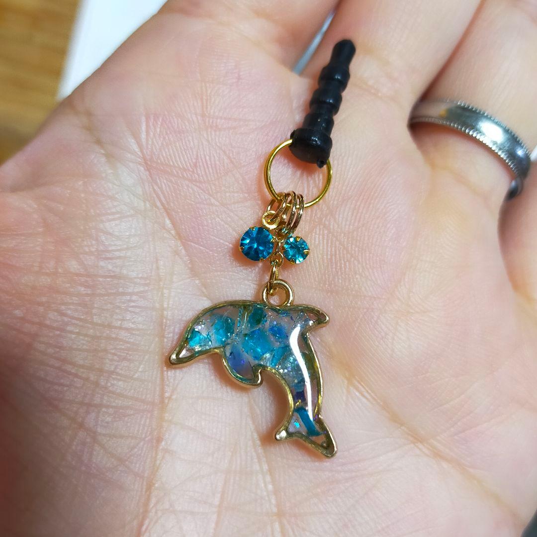 キラキラ琉球ガラス入りワンイヤホンジャック(シェル)