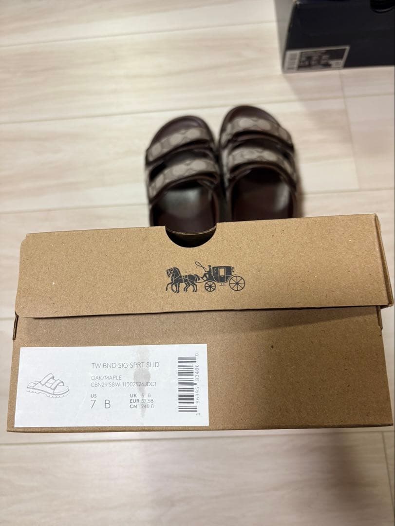 COACH ブラウン ストラップサンダル 24cm 箱付き