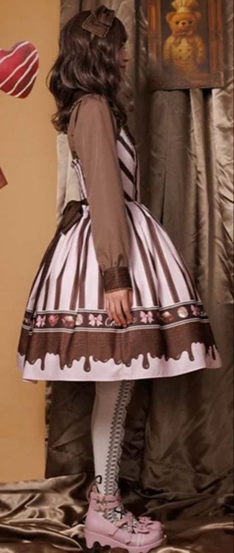 axes femme Chalmiere ボンボンショコラ柄ジャンスカ（ピンク）