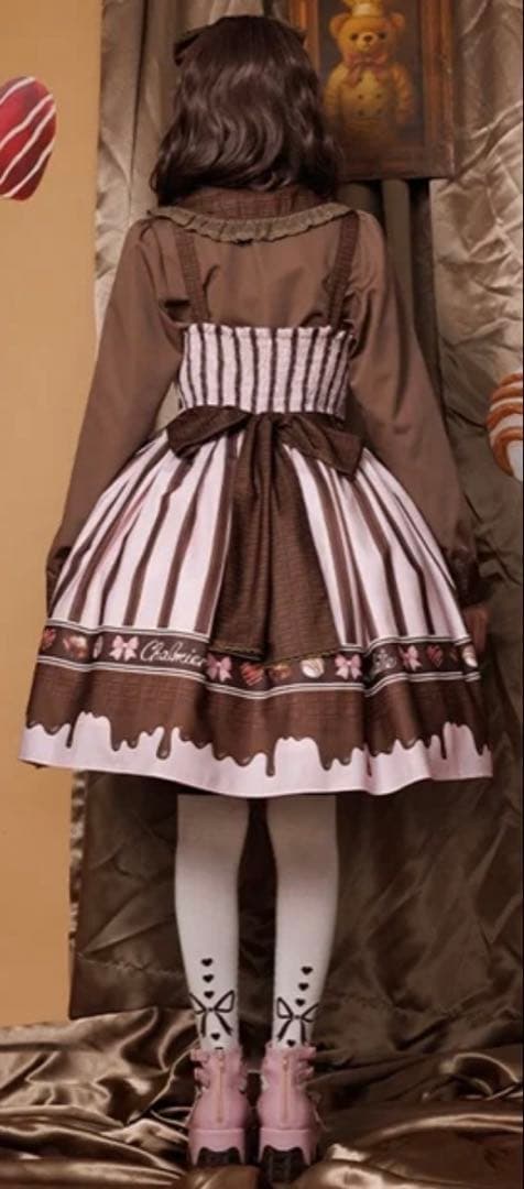 axes femme Chalmiere ボンボンショコラ柄ジャンスカ（ピンク）