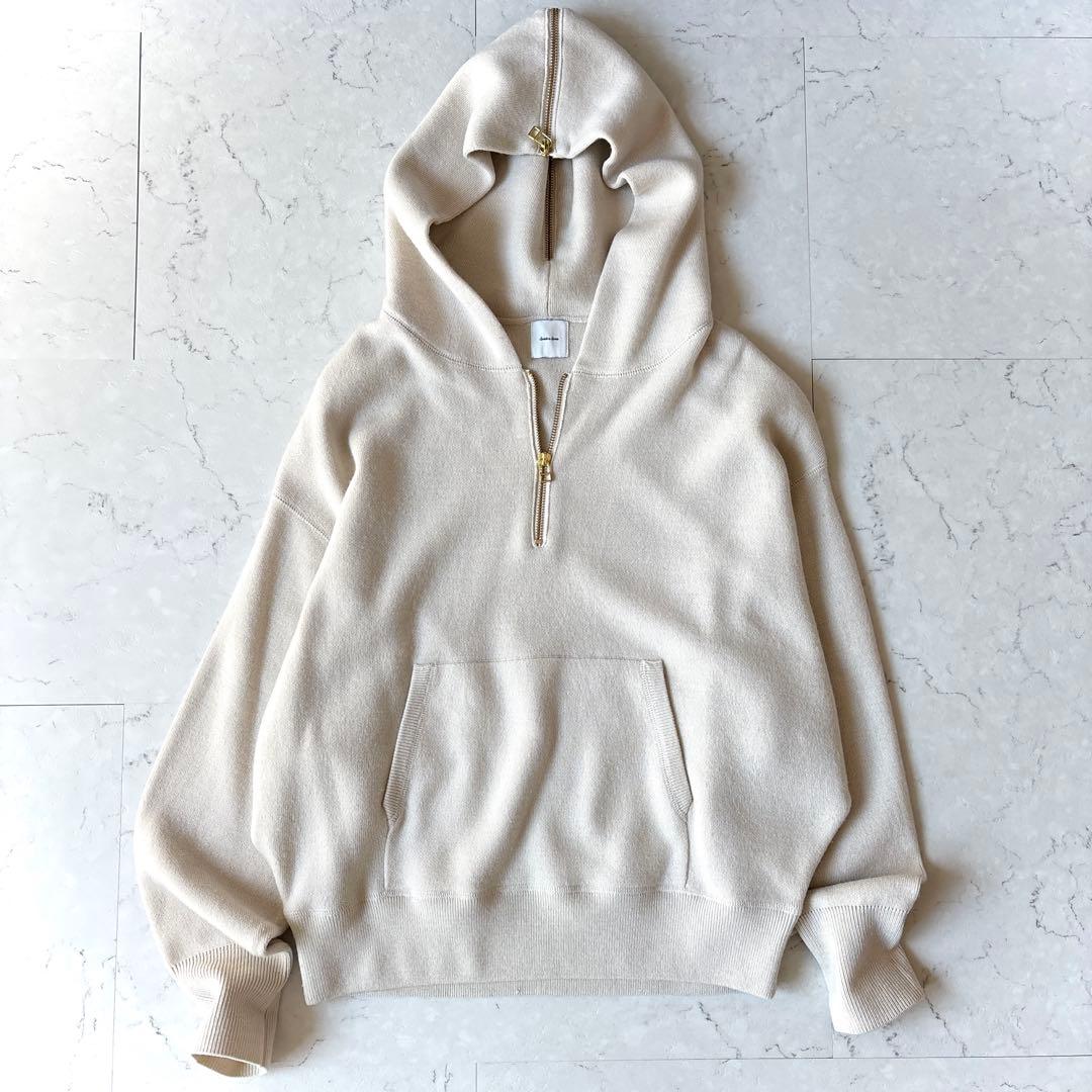 美品 スピックアンドスパン ウール ハーフジップ ニット パーカー 洗える F