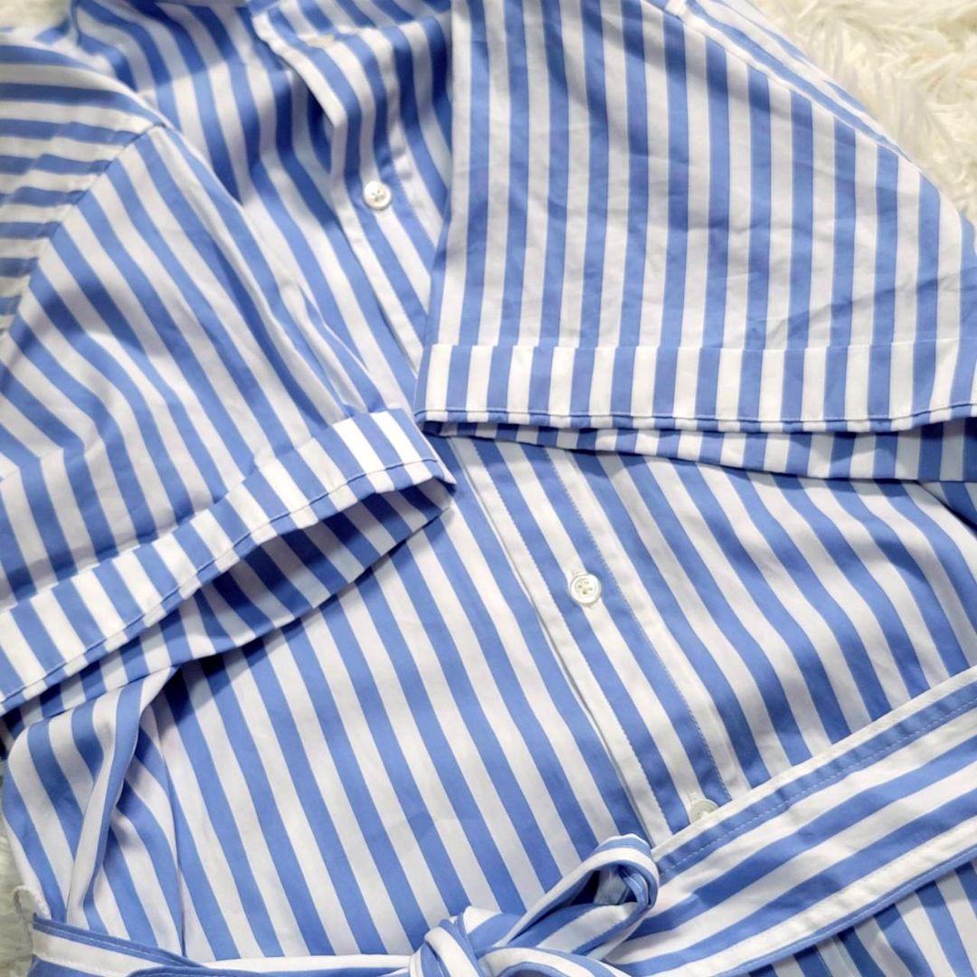 完売品・美品☆ラルフローレン　ストライプ　シャツワンピース　ウエストリボン　半袖