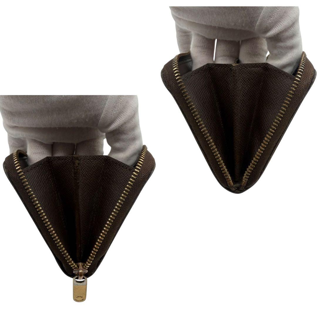 ルイヴィトン　パース　ラウンドファスナー　ダミエ　ブラウン　小銭入れ　茶色