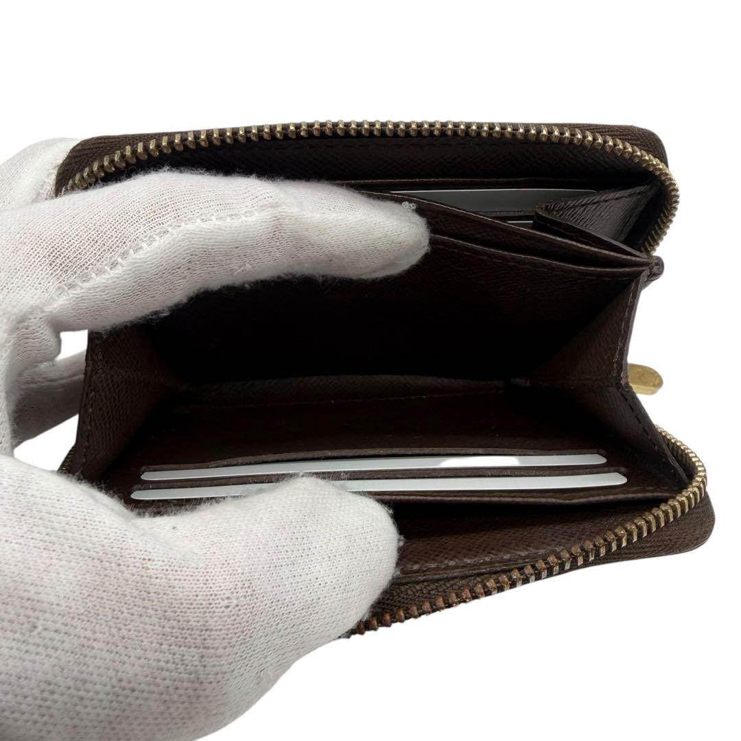ルイヴィトン　パース　ラウンドファスナー　ダミエ　ブラウン　小銭入れ　茶色