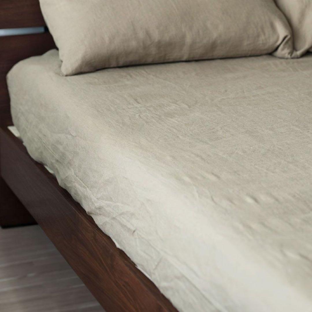 ACTUS quiet ボックスシーツ　サンド　ウォッシュリネン　シングル