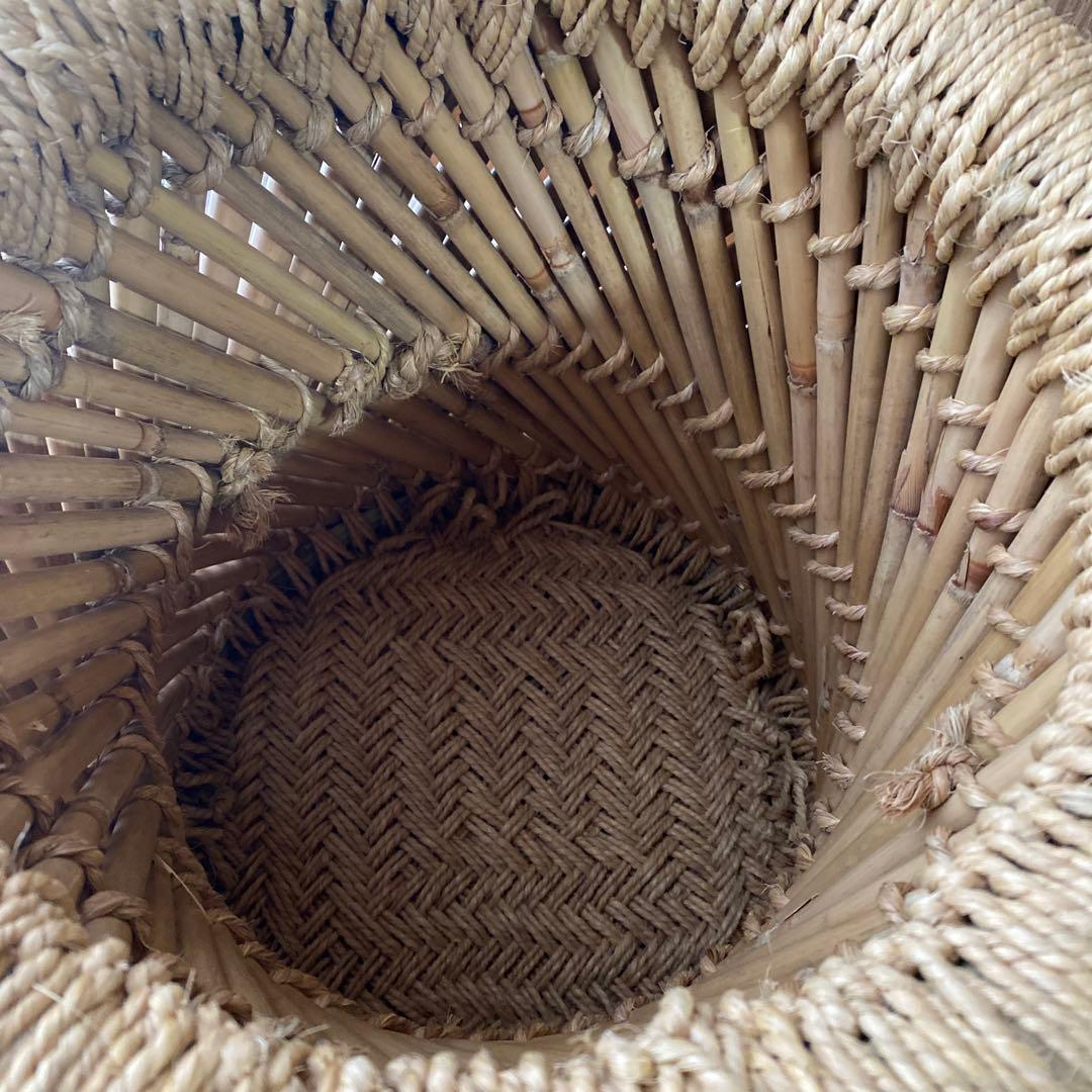 民藝　ラタン　スツール　竹　イス　インド　編み込み　2個セット