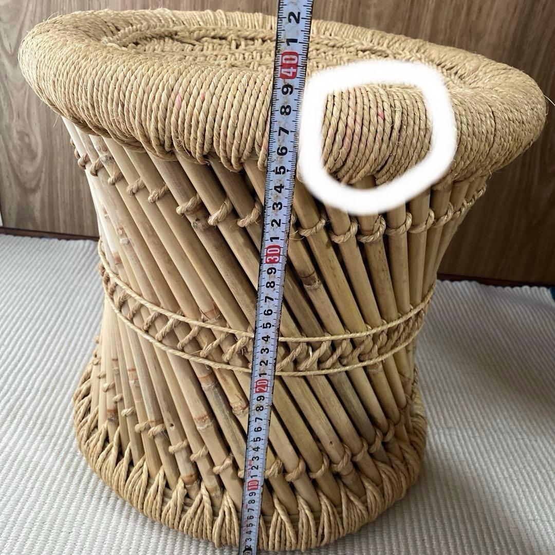 民藝　ラタン　スツール　竹　イス　インド　編み込み　2個セット