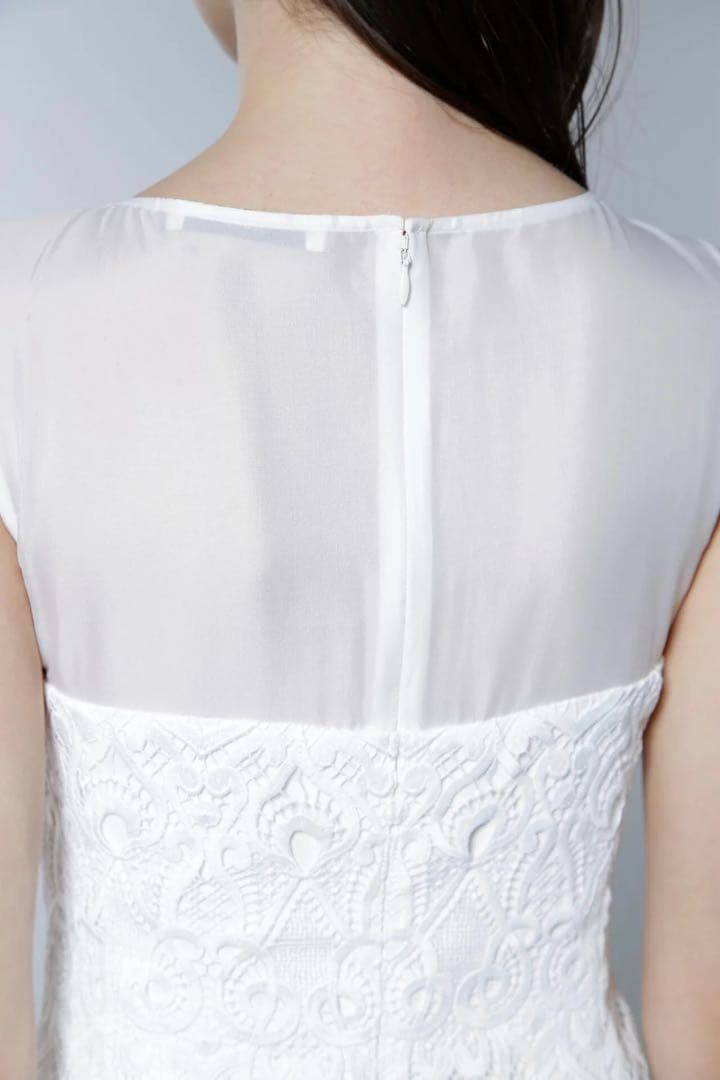 Alunc シアープリーツコンビレースドレス 38