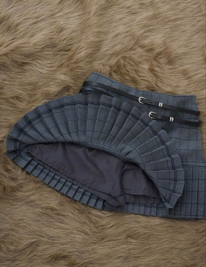 スカート BELT CHECK MINI SKIRT