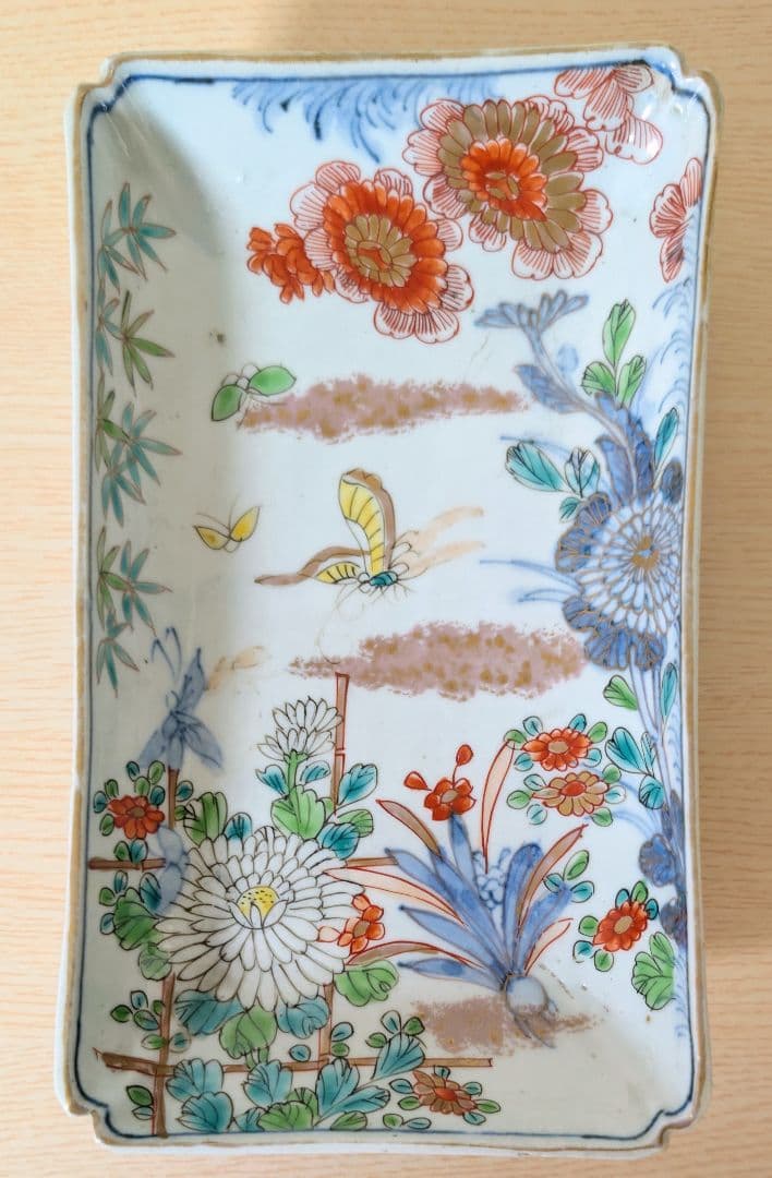 江戸中期 色絵古伊万里 金襴手 花蝶 青花 染付 金彩