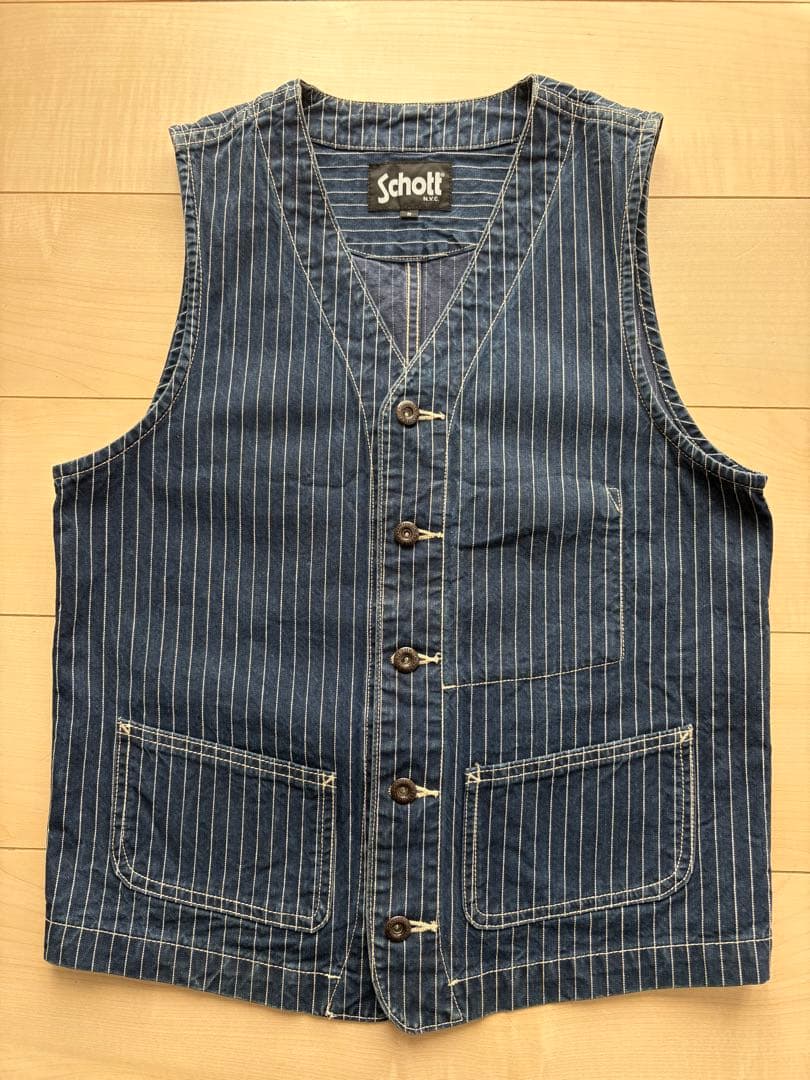 Schott ヒッコリーデニムベスト S