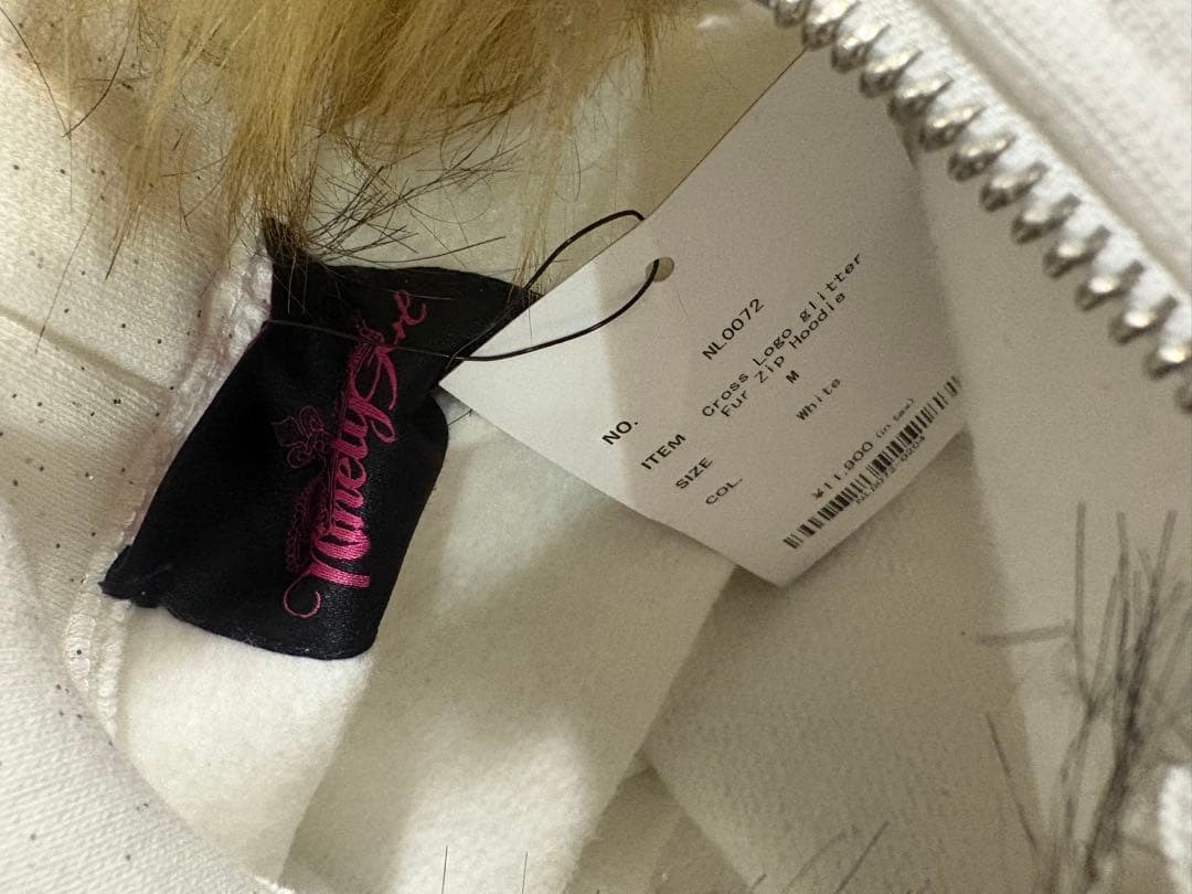 トップス 9090 Cross Logo glitter Fur Zip Hoodie