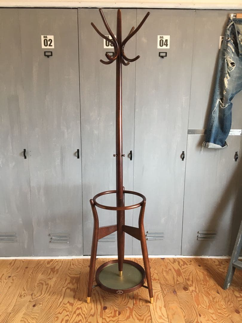 秋田木工 ポールハンガー コート掛け ビンテージ カリモク キツツキ 柏木工