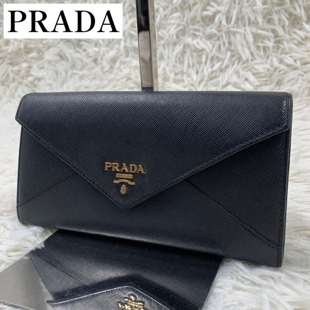【✨極美品✨】プラダ 長財布 レター サフィアーノレザー ブラック