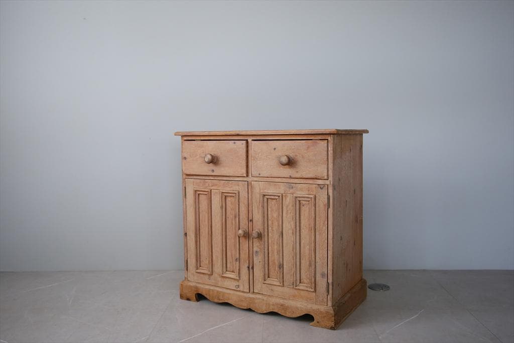 英国アンティーク木製カップボード/サイドボード/キャビネット/チェスト(89-5