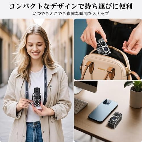 CHUZHAO ヴィンテージミニデジタルカメラ、ポータブルTLRスタイルのレトp