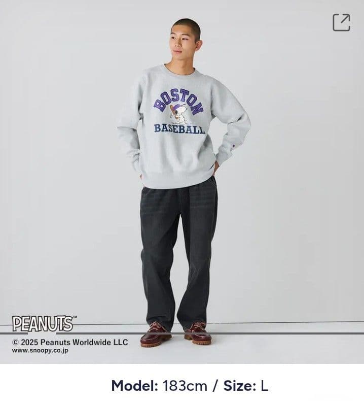 チャンピオン　Ｌ　クールネック　スウェットシャツ　リバースウィーブ　黒