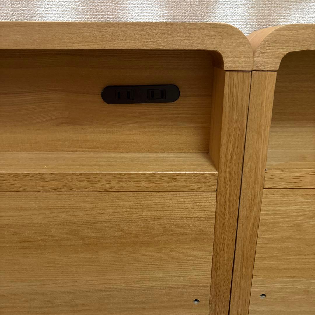 シングル木製ベッドフレーム 2台　上部収納、コンセント付