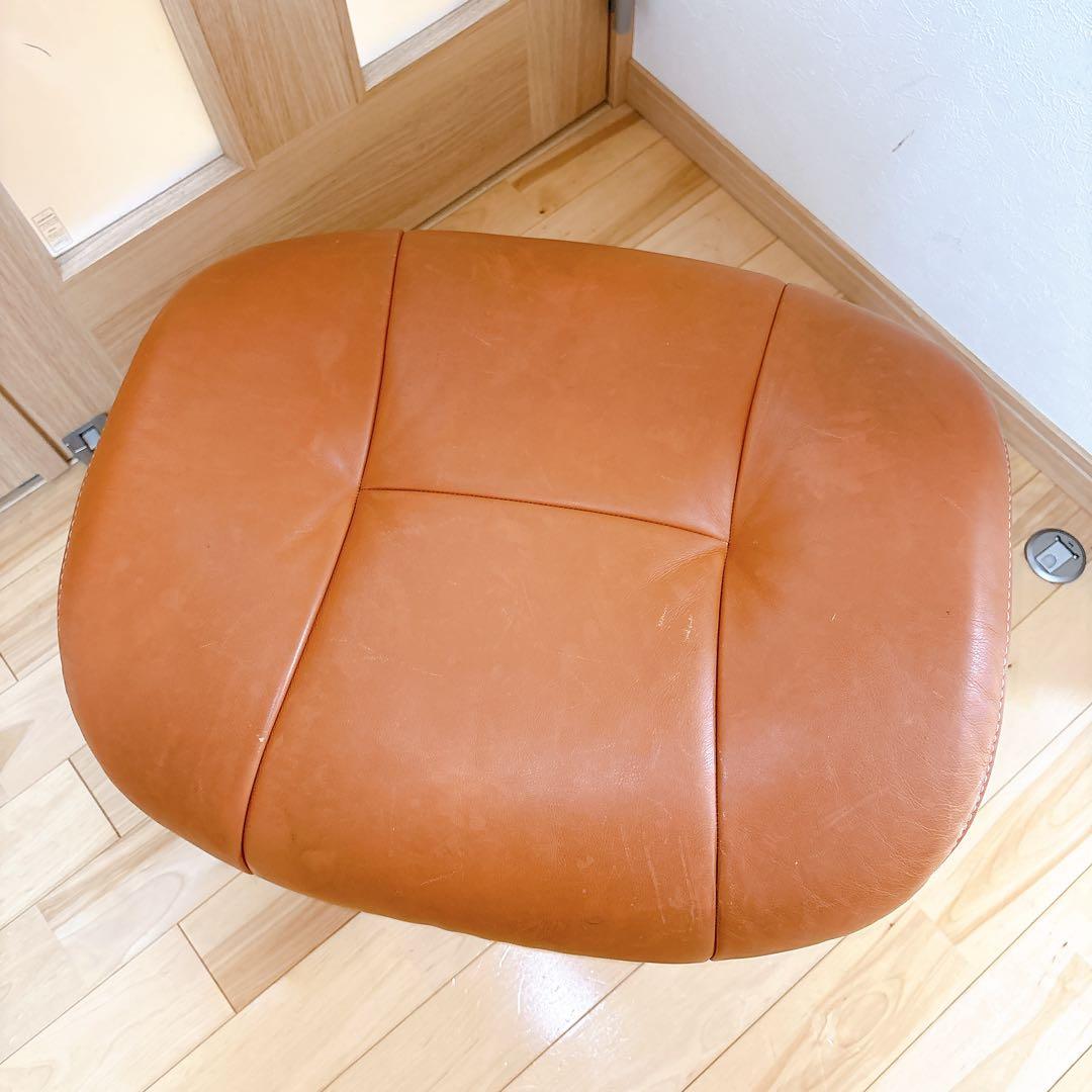 カリモク オットマン 本革 ブラウン 木製