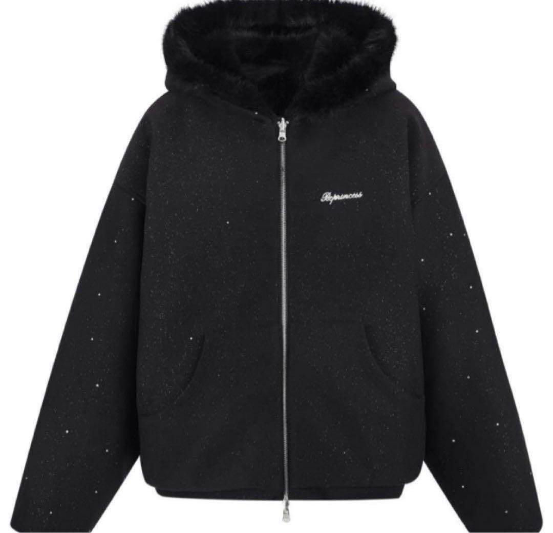 ジャケット・アウター ANDWANG Kirakira 2way fur zip up