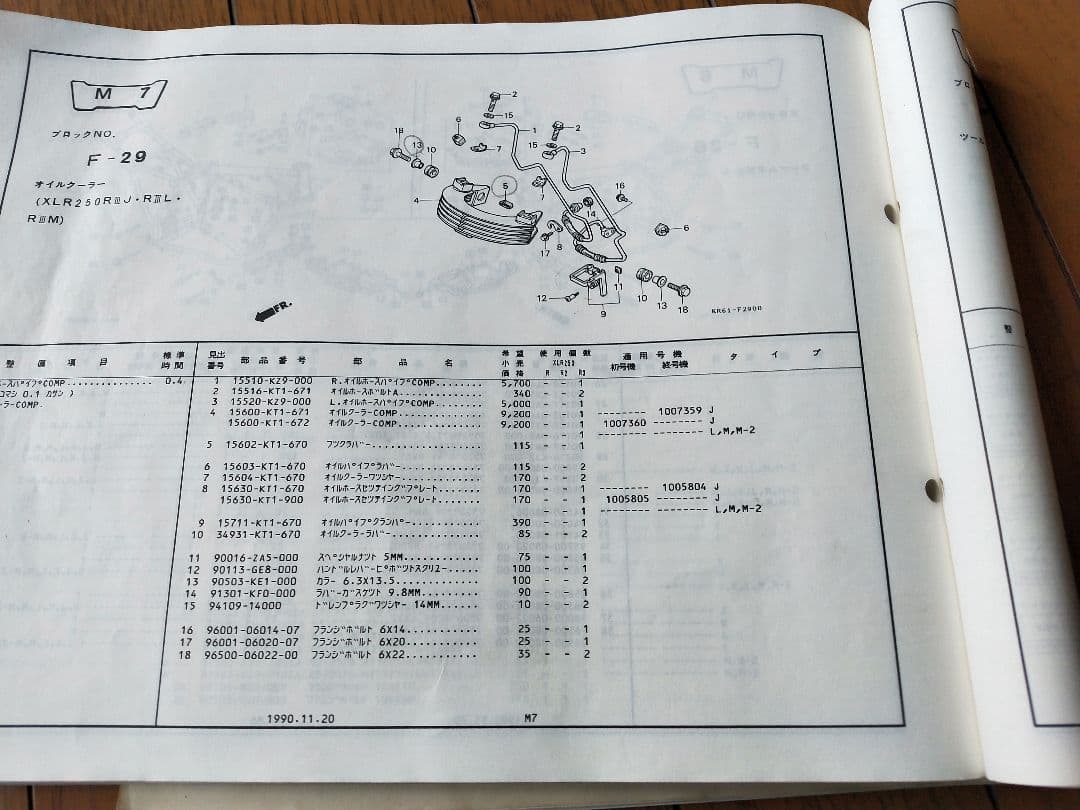 HONDA　XLR250 MD22 ME06 純正オイルクーラー