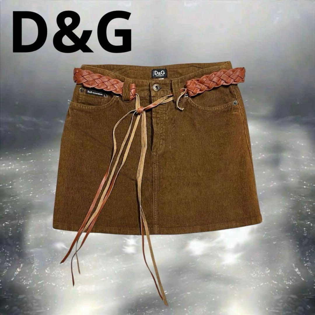 00s ドルガバ　D&G コーデュロイ　ミニスカ　y2k 平成　ウエスタン