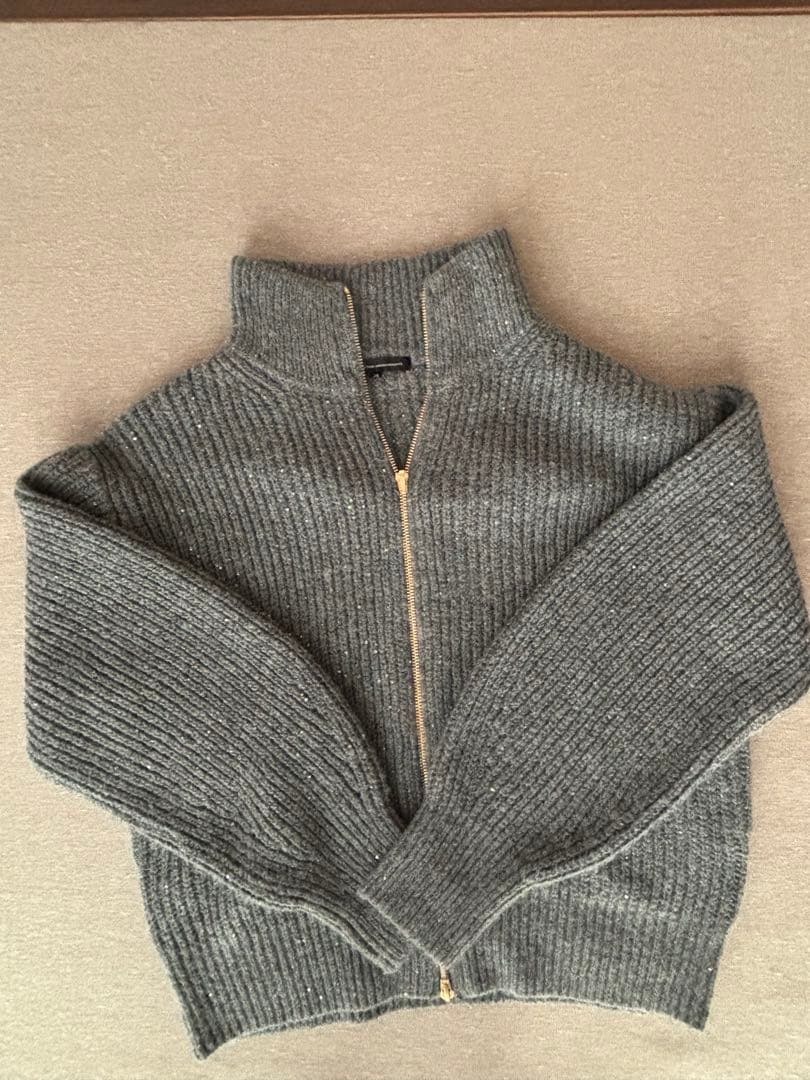 23区【洗える】スパンコールバルキー ダブルジップ ニットブルゾン